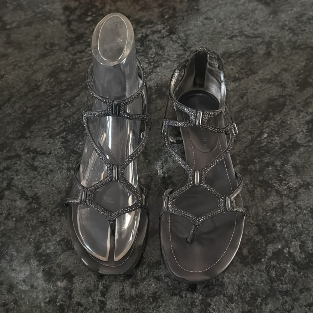 Ivanka Trump Black Strappy Gladiator Sandals, size 7